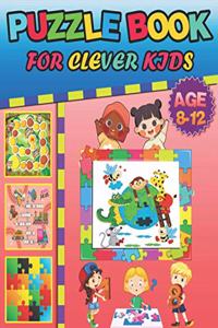 Puzzle book for clever kids age 8-12