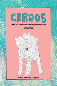 Libros de colorear para adultos para ancianos - Diseños para aliviar el estrés - Animales - Cerdos