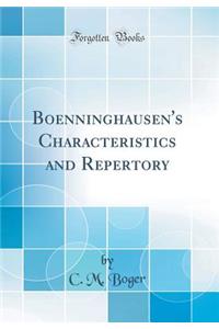 Boenninghausen's Characteristics and Repertory (Classic Reprint)