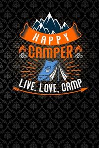 happy camper live, love, camp