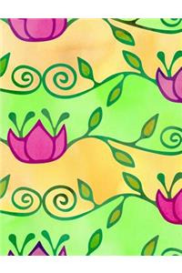 Composition Notebook College Ruled with Watercolor Tulips Pattern Cover