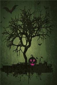 Horror Notizbuch Baum und Kürbis gelbgrüne Edition