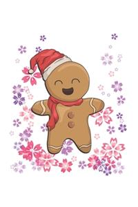 Christmas Gingerbread Man Flowers Notebook