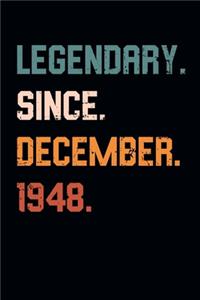Blank Lined Journal, Notebook, Diary, Planner - Legendary Since December 1948 - 71st Birthday Gift For 71 Years Old Men and Women born in December