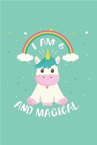 I Am 6 And Magical: Draw And Write Unicorn Rainbow 6th Birthday Journal For Girls