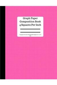 Graph Paper Composition Book 4 Square Per Inch/ 150 Sheets/ 8.5 X 11 In/Pink