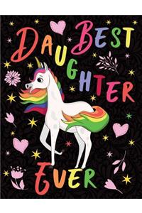 Best Daughter Ever Sketchbook Unicorn Rainbow