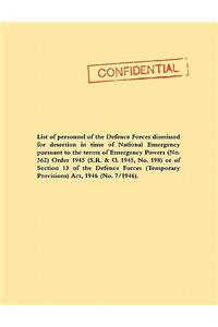 List of Personnel of the Irish Defence Forces Dismissed for Desertion During the Second World War