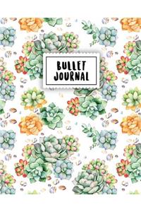 Bullet Journal: Minimal White Cactus Journal 150 Dot Grid Pages (Size 8x10 Inches) with Bullet Journal Sample Ideas