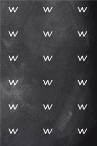 Monogram W Journal Personalized Monogram Pattern Custom Letter W Chalkboard