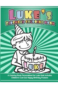 Luke's Birthday Coloring Book Kids Personalized Books