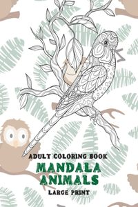 Adult Coloring Book Mandala Animals - Large Print
