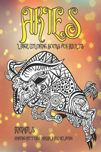 Large Coloring Books for Adults - Animals - Amazing Patterns Mandala and Relaxing - Aries