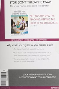 Methods for Effective Teaching: Meeting the Needs of All Students, Enhanced Pearson Etext -- Access Card