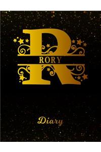 Rory Diary: Letter R Personalized First Name Personal Writing Journal Black Gold Glittery Space Effect Cover Daily Diaries for Journalists & Writers Note Taking