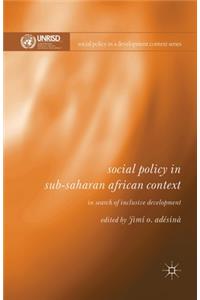 Social Policy in Sub-Saharan African Context