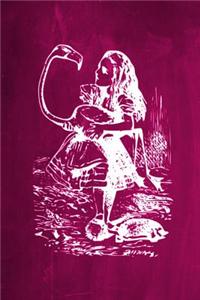 Alice in Wonderland Chalkboard Journal - Alice and The Flamingo (Pink)