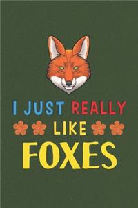 I Just Really Like Foxes: Fox Lovers Men Women Girls Boys Funny Gifts Journal Lined Notebook 6x9 120 Pages