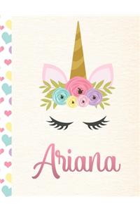 Ariana: 2020. Personalized Weekly Unicorn Planner For Girls. 8.5x11 Week Per Page 2020 Planner/Diary With Pink Name