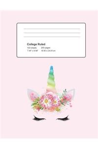 Rainbow Unicorn Black Eyelashes Composition Notebook