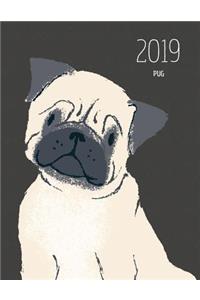 2019 Pug: Dated Weekly Planner with to Do Notes & Dog Quotes - Pug Fawn