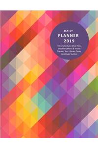 Daily Planner 2019 Time Schedule, Meal Plan, Weather/Mood & Water Tracker, Top 3 Goals, Tasks, Gratitude Section