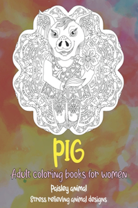 Adult Coloring Books for Women Paisley Animal - Stress Relieving Animal Designs - Pig