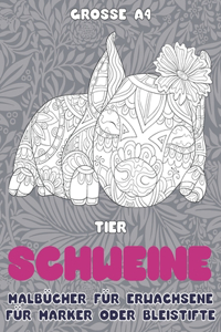 Malbücher für Erwachsene für Marker oder Bleistifte - Grosse A4 - Tier - Schweine