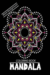 Mandala coloring book Black Background