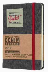 2019 Moleskine Denim Limited Edition Notebook Black Pocket Weekly 12-month Diary