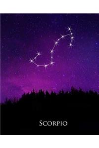 School Composition Book Scorpio Constellation Night Sky Astrology Symbol 130 Pages