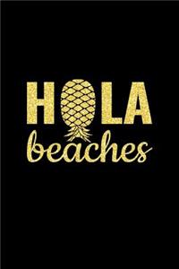 Hola Beaches: Upside Down Pineapple Notebook With Lined College Ruled Note Book Paper For Work, Home Or School. Cute Funny Quote Sayings Notepad Journal For Swing