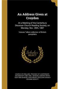 An Address Given at Croydon