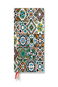 Paperblanks 2025 Weekly Planner French Porto Portuguese Tiles 12-Month Slim Horizontal Elastic Band 160 Pg 100 GSM