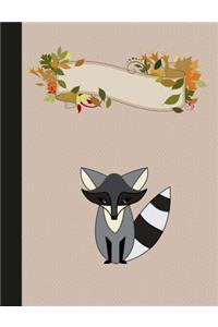 Woodland Racoon Primary Writing Composition Notebook