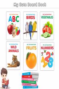 My First Kids Board Book ABC, Numbers, Fruits, Vegetables, Wild Animals, Birds - First board books for toddlers, Preschool learning book, Learning Board Book for kids | Pack of 6 books