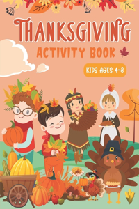 Thanksgiving Activity Book Kids Ages 4-8