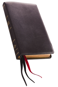 NKJV, Thinline Reference Bible, Large Print, Premium Leather, Black, Sterling Edition, Comfort Print