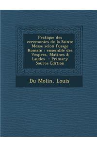 Pratique Des Ceremonies de La Sainte Messe Selon L'Usage Romain