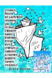 Seeschalen Malbuch Auf blauem Wasser entspannend Spaß für Kinder Erwachsene Zuhause Krankenhaus Bettruhe Arbeit verwenden zu schmücken als Andenken Grußkarten schenken von Künstler Grace Divine