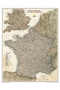 National Geographic: France, Belgium, and the Netherlands Executive Wall Map - Laminated (23 X 30 Inches)