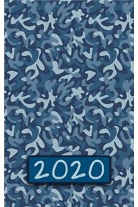 2020: WEEKLY PLANNER 5x8 SCHEDULE CALENDAR APPOINTMENT ORGANIZER BOOK - 13 MONTHS 1 JAN 2020 TO 31 JAN 2021 - DD/MM/YYYY (NON - U.S.) - BLUE CAMOUFLAGE PA