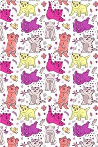 Journal Notebook Funny Cats Playing Pattern 3