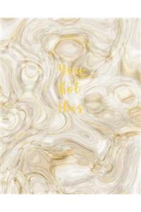 You Got This: Bullet Journal Gold Marble, Dot Grid Notebook, 8 X 10 Blank Bullet Journal, 160 Dot Grid Pages Dotted, Bullet Journal for Beginners