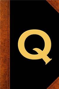 Monogram Q Personalized Journal Custom Monogram Gift Idea Letter Q Vintage Style