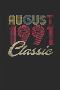 Classic August 1991: Dotted Bullet Notebook - Happy Birthday Gift or Happy Anniversary Gift Idea