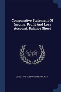 Comparative Statement Of Income. Profit And Loss Account. Balance Sheet