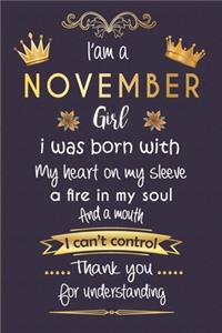 i'am a november girl birthday gift girl Gold Notebook funny Birthday Gift