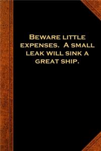 2020 Weekly Planner Ben Franklin Quote Small Leak Sink Ship Vintage Style 134 Pages