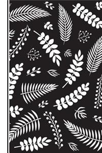 Cute Leaf Theme Notebook in Black and White 6X9